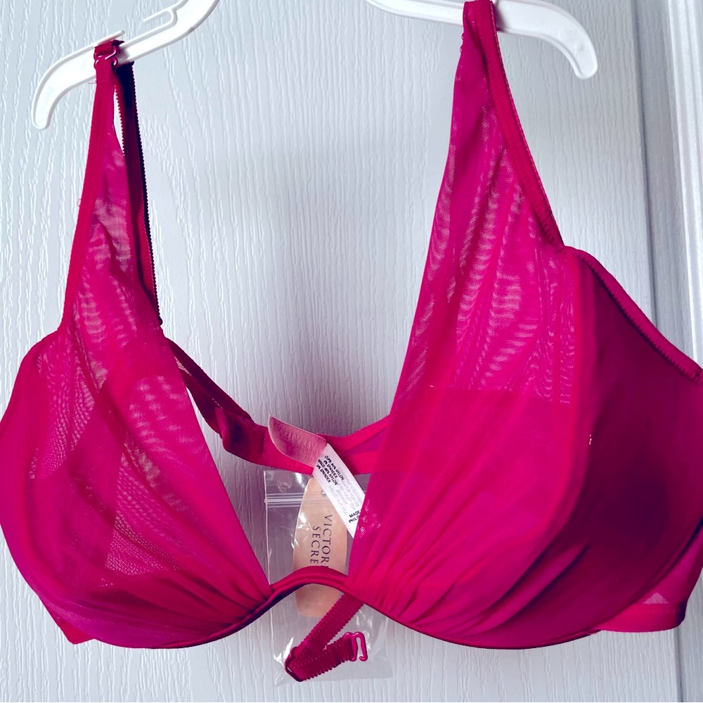 Victoria Secret Very Sexy pink bra with sheer and sequin cup in 36C